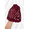 Bordo Renk Simli File Örgü Saç Bandana