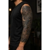 Çiçekli Ve Kuşlu Sonradan Kararan Yarı Kalıcı Geçici Kol Dövme Tattoo
