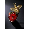 Çilek Figürlü Taşlı Broş