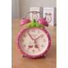 Fuşya Renk Mini Dekoratif Işıklı Alarmlı Yuvarlak Masa Saati