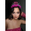Fuşya Renk Tüylü Bride To Be Yazılı Tarak Taç