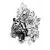 Geçici Çiçek Ve Aslan Figürlü Dövme Tattoo