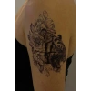 Geçici Çiçek Ve Aslan Figürlü Dövme Tattoo