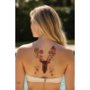 Geçici Geyik ve Çiçek Dövme Tattoo