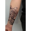 Geçici Kaplan Ve Çiçek Figürlü Dövme Tattoo