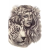 Geçici Kaplan Ve Kız Figürlü Dövme Tattoo