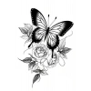 Geçici Kelebek Ve Gül Figürlü Dövme Tattoo