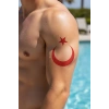 Geçici Kırmızı Türk Bayrağı - Ayyıldız Dövme Tattoo