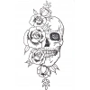 Geçici Kuru Kafa Ve Gül Figürlü Dövme Tattoo