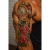 Geçici Saat ve Gül Desen Dövme Tattoo