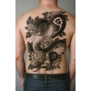 Geçici Yılan ve Gül Modelli Sırt Dövme Tattoo