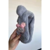 Gri Renk Ayıcık Figürlü Çocuk Peluş Kulaklık