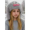 Gri Renk Canavar Figürlü Peluş Şapka