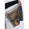 Gri Renk Karışık Desenli Saten Şal/Fular