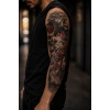 Gül Ve Aslan Kol Geçici Dövme Tattoo