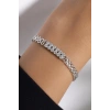 Gümüş Renk 14K Altın Kaplama Taşlı Bileklik