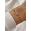 Gümüş Renk 14K Altın Kaplama Taşlı Bileklik