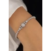 Gümüş Renk 14K Altın Kaplama Taşlı Bileklik