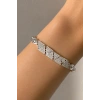 Gümüş Renk 14K Altın Kaplama Taşlı Bileklik