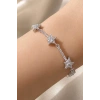 Gümüş Renk 14K Altın Kaplama Yıldız Figürlü Taşlı Bileklik