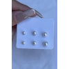 Gümüş Renk 6lı İnci Detaylı Küpe Set