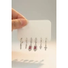 Gümüş Renk 6lı Taş Detaylı Set Küpe
