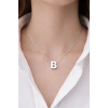 Gümüş Renk B Harf Çelik Kolye