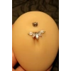 Gümüş Renk Cerrahi Çelik Taşlı Göbek Piercing
