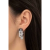 Gümüş Renk Charm Detaylı TX Halka Küpe (Çift)