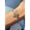 Gümüş Renk Çiçek Figürlü Çelik Bileklik