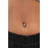 Gümüş Renk Çiçek Figürlü Taşlı Cerrahi Çelik Göbek Piercing