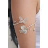 Gümüş Renk Çiçek Ve Kelebek Figürlü Tasarım Bileklik Kol Aksesuarı