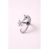 Gümüş Renk Deniz Atı Figürlü Ayarlanabilir Yüzük