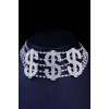 Gümüş Renk Dolar Figürlü Choker Kolye