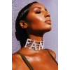 Gümüş Renk FAN Yazılı Taş Detaylı Choker Kolye