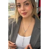 Gümüş Renk Göz Figürlü 14K Altın Kaplama VİP Y Kolye