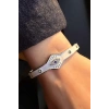 Gümüş Renk Göz Figürlü Çelik Kelepçe Bileklik