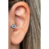 Gümüş Renk Göz Figürlü Taş Detaylı Çelik Tragus/Kıkırdak Küpe/Piercing (Tek)