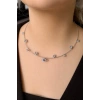 Gümüş Renk Göz Figürlü Taş Detaylı Choker Kolye
