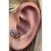 Gümüş Renk İğne Figürlü Taş Detaylı Cerrahi Çelik Halka Tragus/Kıkırdak Küpe/Piercing (Tek)