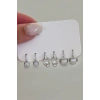 Gümüş Renk İnci Detaylı 6lı Küpe Set
