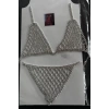 Gümüş Renk Kadın Taşlı Sütyen ve Tanga Takım Kostüm/ İç Giyim/ Vücut Aksesuarı Set