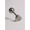 Gümüş Renk Kalp Figürlü Cerrahi Çelik Tragus/Kıkırdak Küpe/Piercing (Tek)