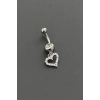 Gümüş Renk Kalp Figürlü Cerrahi Çlike Göbek Piercing