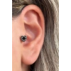 Gümüş Renk Kalp Figürlü Taş Detaylı Çelik Tragus/Kıkırdak Küpe/Piercing (Tek)