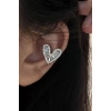 Gümüş Renk Kalp Figürlü Taş Detaylı Ear Cuff (Tek)