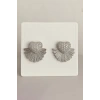 Gümüş Renk Kalp Figürlü Taş Detaylı Küpe (Çift)