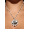 Gümüş Renk Kalp Figürlü Taş Detaylı Tasarım Abiye Kolye