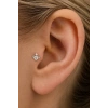 Gümüş Renk Kalp Figürlü   Taşlı Cerrahi Çelik Tragus/Kıkırdak Küpe/Piercing (Tek)