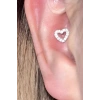 Gümüş Renk Kalp Figürlü Taşlı Cerrahi Çelik Tragus/Kıkırdak Küpe/Piercing (Tek)